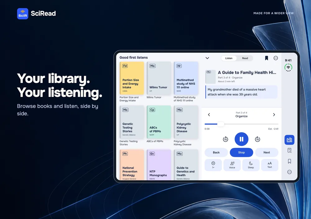 SciRead opened on iPhone Duo